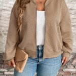 SHEIN GRANDE TAILLE (44/46/48/50/52/54) Blouson bomber casual – Fermeture zippée, col baseball, grande taille E145 https://sheinstyle.store original Algerie DZ