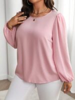 SHEIN GRANDE TAILLE (44/46/48/50/52/54) Chemisier  Manches longues bouffantes, col rond, uni E140 https://sheinstyle.store original Algerie DZ