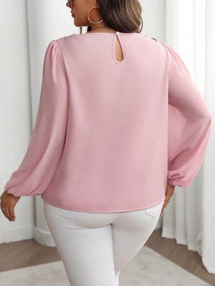 SHEIN GRANDE TAILLE (44/46/48/50/52/54) Chemisier  Manches longues bouffantes, col rond, uni E140 https://sheinstyle.store original Algerie DZ