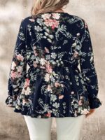SHEIN GRANDE TAILLE (44/46/48/50/52/54) Haut grande taille – Imprimé floral, manches fendues, col V E141 https://sheinstyle.store original Algerie DZ