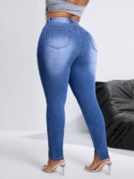 SHEIN GRANDE TAILLE (44/46/48/50/52/54) Jean skinny  – Confort stretch, taille classique, bleu clair E137 https://sheinstyle.store original Algerie DZ