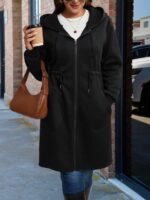 SHEIN GRANDE TAILLE (44/46/48/50/52/54) Veste casual SHEIN LUNE – Capuche, fermeture zippée, poches, grande taille E143 https://sheinstyle.store original Algerie DZ