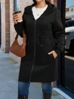 SHEIN GRANDE TAILLE (44/46/48/50/52/54) Veste casual SHEIN LUNE – Capuche, fermeture zippée, poches, grande taille E143 https://sheinstyle.store original Algerie DZ