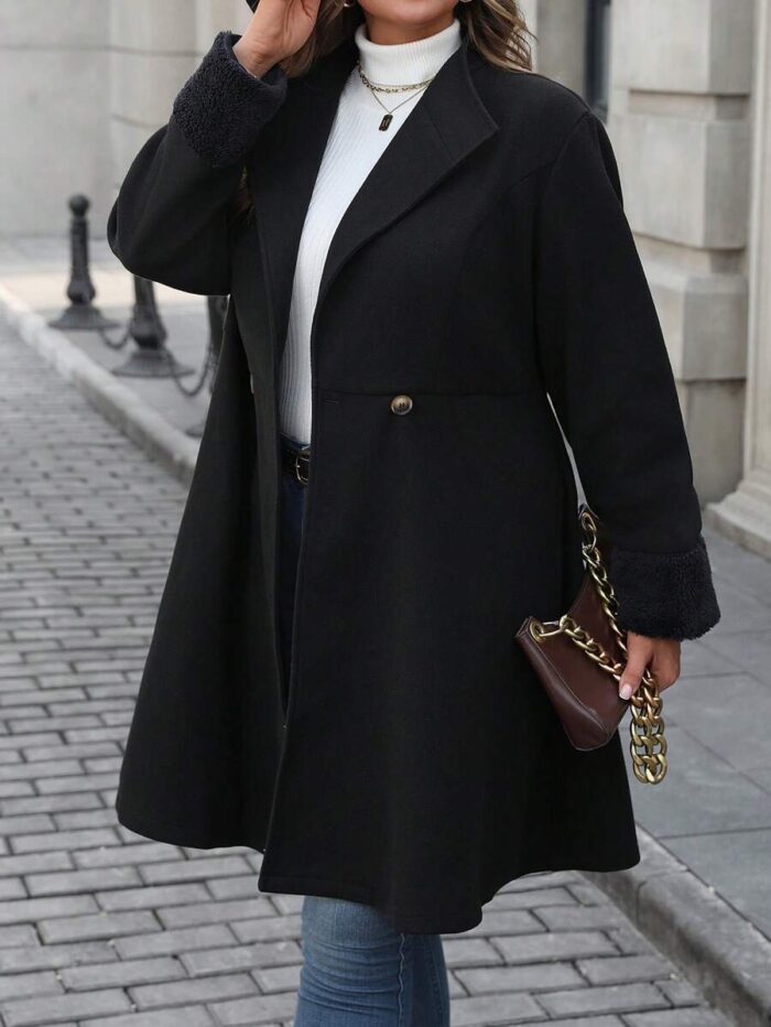 SHEIN GRANDE TAILLE (44/46/48/50/52/54) Manteau élégant à double boutonnage SHEIN – Coupe fluide, style automne-hiver E104 https://sheinstyle.store original Algerie DZ