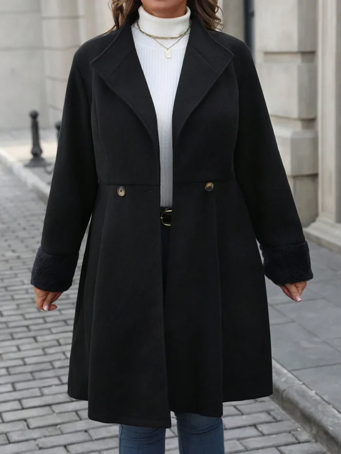 SHEIN GRANDE TAILLE (44/46/48/50/52/54) Manteau élégant à double boutonnage SHEIN – Coupe fluide, style automne-hiver E104 https://sheinstyle.store original Algerie DZ