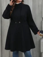 SHEIN GRANDE TAILLE (44/46/48/50/52/54) Manteau élégant à double boutonnage SHEIN – Coupe fluide, style automne-hiver E104 https://sheinstyle.store original Algerie DZ