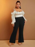 SHEIN GRANDE TAILLE (44/46/48/50/52/54) Pantalon large SHEIN  – Noir, grande taille, élégant et fluide V97 https://sheinstyle.store original Algerie DZ
