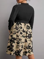 SHEIN GRANDE TAILLE (44/46/48/50/52/54) - Robe ceinturée – Imprimé floral, coupe trapèze, manches bouffantes E86 https://sheinstyle.store original Algerie DZ