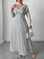 SHEIN GRANDE TAILLE (48/50/52/54) -Robe longue Imprimé géométrique, manches chauve-souris, taille haute E151 https://sheinstyle.store original Algerie DZ