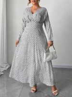 SHEIN GRANDE TAILLE (48/50/52/54) -Robe longue Imprimé géométrique, manches chauve-souris, taille haute E151 https://sheinstyle.store original Algerie DZ