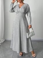 SHEIN GRANDE TAILLE (48/50/52/54) -Robe longue Imprimé géométrique, manches chauve-souris, taille haute E151 https://sheinstyle.store original Algerie DZ