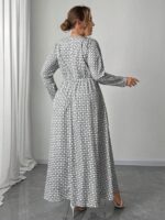SHEIN GRANDE TAILLE (48/50/52/54) -Robe longue Imprimé géométrique, manches chauve-souris, taille haute E151 https://sheinstyle.store original Algerie DZ