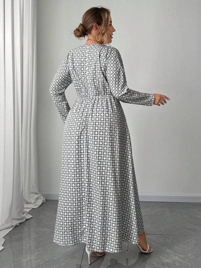 SHEIN GRANDE TAILLE (48/50/52/54) -Robe longue Imprimé géométrique, manches chauve-souris, taille haute E151 https://sheinstyle.store original Algerie DZ