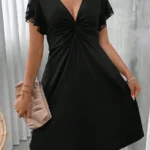 SHEIN GRANDE TAILLE (44/46/50/52/54) -Robe  Cache-cœur, manches papillon, taille haute, grande taille E32 https://sheinstyle.store original Algerie DZ