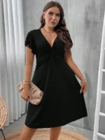 SHEIN GRANDE TAILLE (44/46/50/52/54) -Robe  Cache-cœur, manches papillon, taille haute, grande taille E32 https://sheinstyle.store original Algerie DZ