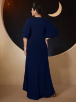 SHEIN GRANDE TAILLE (44/46/48/50/52/54)  – Robe de soirée grande taille, manches brodées de perles, élégante et fluide E48 https://sheinstyle.store original Algerie DZ