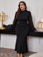 SHEIN GRANDE TAILLE (44/46/48/50/52/54)  – Robe maxi élégante, manches évasées, coupe sirène, spéciale  soirées E156 https://sheinstyle.store original Algerie DZ