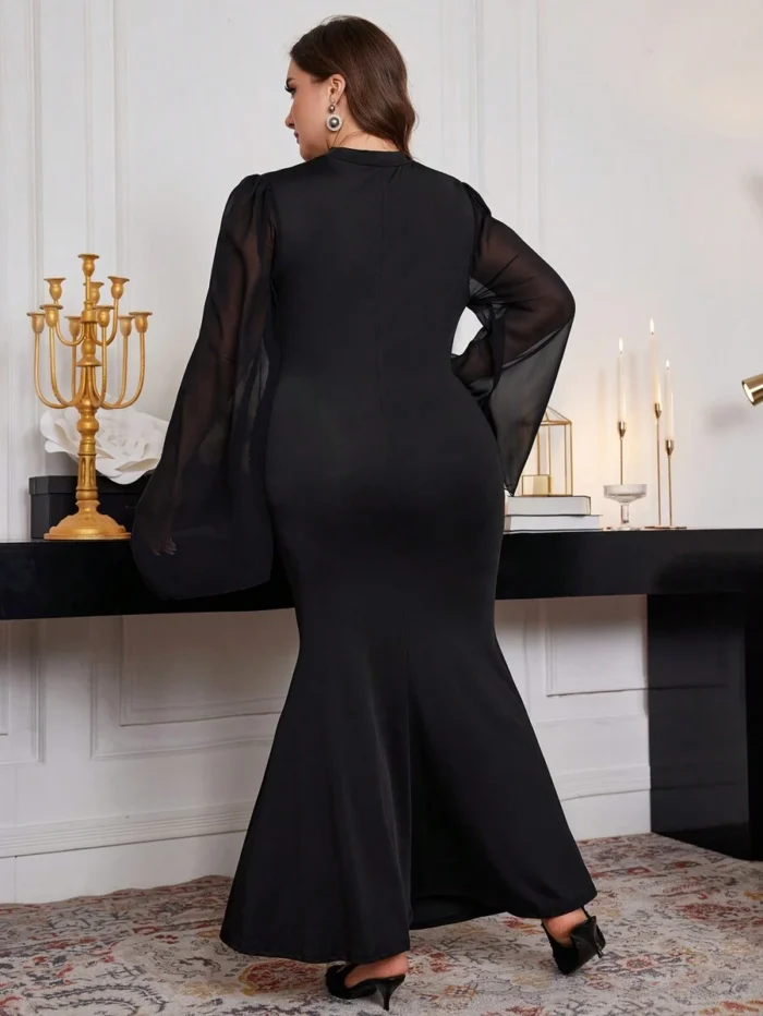 SHEIN GRANDE TAILLE (44/46/48/50/52/54)  – Robe maxi élégante, manches évasées, coupe sirène, spéciale  soirées E156 https://sheinstyle.store original Algerie DZ