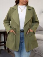 SHEIN GRANDE TAILLE (44/46/48/50/52/54) Trench avec ceinture et zip à la taille SHEIN – Vert militaire, grande taille E102 https://sheinstyle.store original Algerie DZ