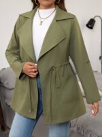 SHEIN GRANDE TAILLE (44/46/48/50/52/54) Trench avec ceinture et zip à la taille SHEIN – Vert militaire, grande taille E102 https://sheinstyle.store original Algerie DZ