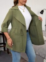 SHEIN GRANDE TAILLE (44/46/48/50/52/54) Trench avec ceinture et zip à la taille SHEIN – Vert militaire, grande taille E102 https://sheinstyle.store original Algerie DZ