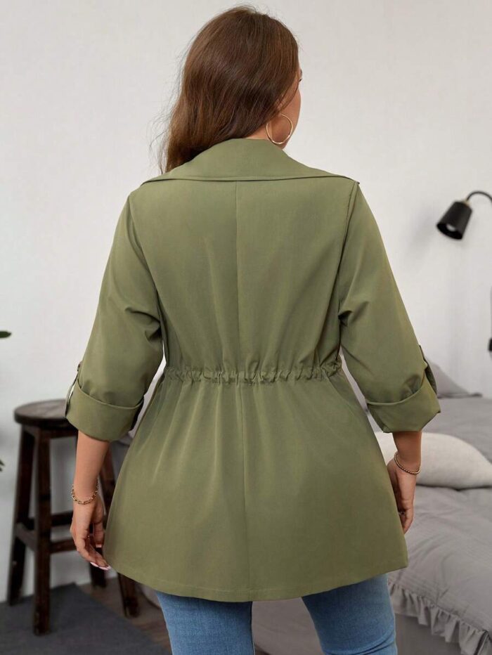 SHEIN GRANDE TAILLE (44/46/48/50/52/54) Trench avec ceinture et zip à la taille SHEIN – Vert militaire, grande taille E102 https://sheinstyle.store original Algerie DZ