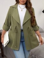 SHEIN GRANDE TAILLE (44/46/48/50/52/54) Trench avec ceinture et zip à la taille SHEIN – Vert militaire, grande taille E102 https://sheinstyle.store original Algerie DZ