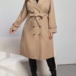 SHEIN GRANDE TAILLE (48/50) Trench-coat ceinturé à double boutonnage – Coupe ample, style classique E130 https://sheinstyle.store original Algerie DZ