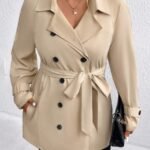 SHEIN GRANDE TAILLE (44/46/48/50/52/54) Trench coupe-vent à boutons et poches – Kaki, grande taille E103 https://sheinstyle.store original Algerie DZ