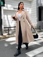 SHEIN GRANDE TAILLE (44/46/48/50/52/54) Coupe-vent élégant à manches longues col tailleur double boutonnage e144 https://sheinstyle.store original Algerie DZ