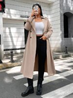 SHEIN GRANDE TAILLE (44/46/48/50/52/54) Coupe-vent élégant à manches longues col tailleur double boutonnage e144 https://sheinstyle.store original Algerie DZ