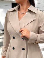 SHEIN GRANDE TAILLE (44/46/48/50/52/54) Coupe-vent élégant à manches longues col tailleur double boutonnage e144 https://sheinstyle.store original Algerie DZ