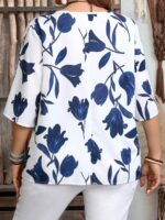 SHEIN GRANDE TAILLE (44/46/48/50/52/54) – Blouse fleurie boutonnée à manches courtes pour femme E181 https://sheinstyle.store original Algerie DZ
