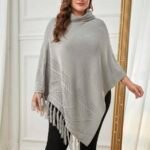 SHEIN GRANDE TAILLE (44/46/48/50) – Poncho rayé à col roulé volanté V211 https://sheinstyle.store original Algerie DZ
