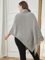 SHEIN GRANDE TAILLE (44/46/48/50) – Poncho rayé à col roulé volanté V211 https://sheinstyle.store original Algerie DZ