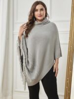 SHEIN GRANDE TAILLE (44/46/48/50) – Poncho rayé à col roulé volanté V211 https://sheinstyle.store original Algerie DZ