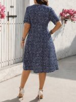 SHEIN GRANDE TAILLE (44/46/48/50/52/54) – Robe col V manches courtes, style épuré E176 https://sheinstyle.store original Algerie DZ
