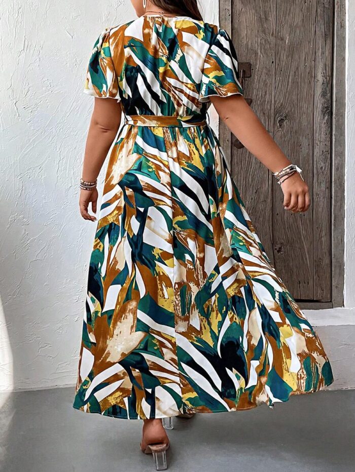 SHEIN GRANDE TAILLE (46/48/50/52) – Robe grande taille avec ceinture et imprimé floral pour femmes E184 https://sheinstyle.store original Algerie DZ