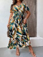 SHEIN GRANDE TAILLE (46/48/50/52) – Robe grande taille avec ceinture et imprimé floral pour femmes E184 https://sheinstyle.store original Algerie DZ