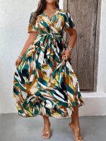 SHEIN GRANDE TAILLE (46/48/50/52) – Robe grande taille avec ceinture et imprimé floral pour femmes E184 https://sheinstyle.store original Algerie DZ