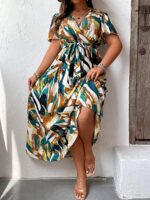 SHEIN GRANDE TAILLE (46/48/50/52) – Robe grande taille avec ceinture et imprimé floral pour femmes E184 https://sheinstyle.store original Algerie DZ