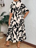 SHEIN GRANDE TAILLE (48/50/52/54) – Robe longue bohème à imprimé feuilles et col V E180 https://sheinstyle.store original Algerie DZ