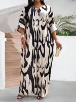 SHEIN GRANDE TAILLE (50/52/54) – Robe maxi blanche à col ouvert et manches tombantes en tissu texturé E185 https://sheinstyle.store original Algerie DZ