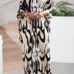 SHEIN GRANDE TAILLE (50/52/54) – Robe maxi blanche à col ouvert et manches tombantes en tissu texturé E185 https://sheinstyle.store original Algerie DZ