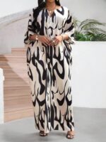 SHEIN GRANDE TAILLE (50/52/54) – Robe maxi blanche à col ouvert et manches tombantes en tissu texturé E185 https://sheinstyle.store original Algerie DZ