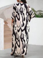 SHEIN GRANDE TAILLE (50/52/54) – Robe maxi blanche à col ouvert et manches tombantes en tissu texturé E185 https://sheinstyle.store original Algerie DZ