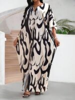 SHEIN GRANDE TAILLE (50/52/54) – Robe maxi blanche à col ouvert et manches tombantes en tissu texturé E185 https://sheinstyle.store original Algerie DZ