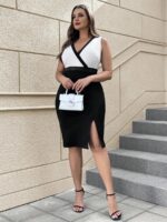 SHEIN GRANDE TAILLE (48/50) – Robe moulante sans manches à motif rayé V100 https://sheinstyle.store original Algerie DZ