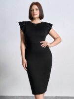 SHEIN GRANDE TAILLE (44/46/48/50/52/54) – Robe noire unie sans manches, style casual et polyvalent ( sans ceinture) E178 https://sheinstyle.store original Algerie DZ