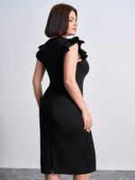 SHEIN GRANDE TAILLE (44/46/48/50/52/54) – Robe noire unie sans manches, style casual et polyvalent ( sans ceinture) E178 https://sheinstyle.store original Algerie DZ
